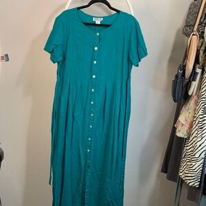 Robbie Bee Teal Button-Down Maxi Dress